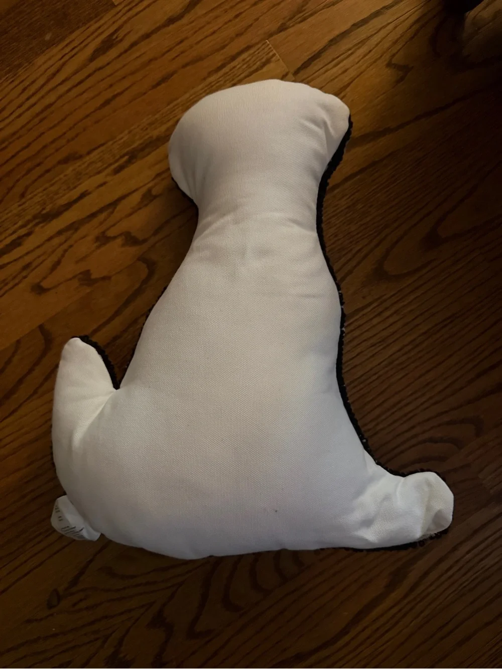 C&F Hooked Black & White Skeleton Dog Plush Throw pillow